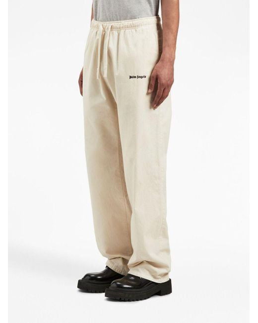 Palm Angels Monogram-embroidered Striped Track Pants in Natural for Men