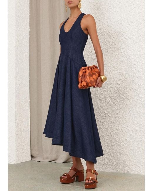 Zimmermann Blue Denim Scoop Neck Midi Dress