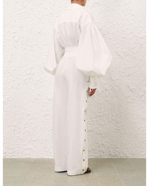 Zimmermann White Rrebellion Poplin Button Pant
