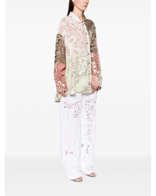 The Attico Natural Paisley-print Patchwork Shirt