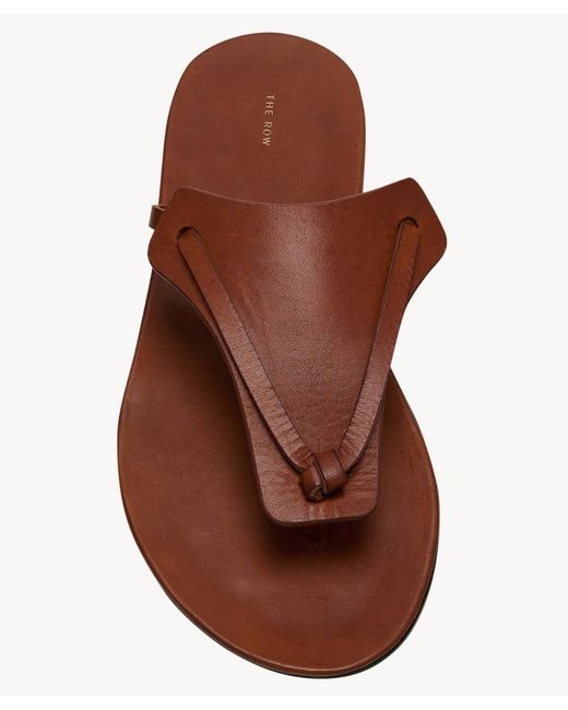 The Row Brown Helena Flip Flop In Leather