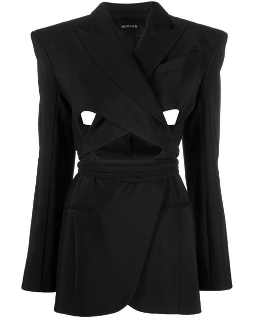 Mugler Wool Cut-out Belted Blazer in Black - Save 16% | Lyst UK