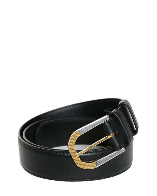 The Row Black Engraved Leather Belt
