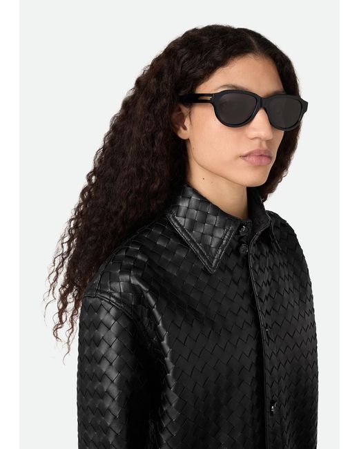 Bottega Veneta Black Classic Aviator Sunglasses