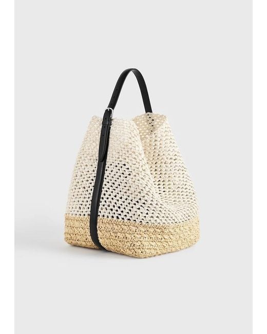 Totême White Belted Paper Raffia Tote