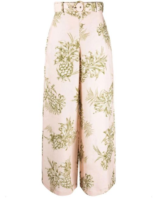 Zimmermann Linen Pineapple-print Wide 