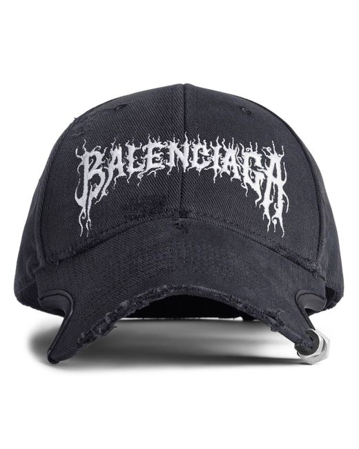 Balenciaga Black Logo-embroidered Cotton Cap for men