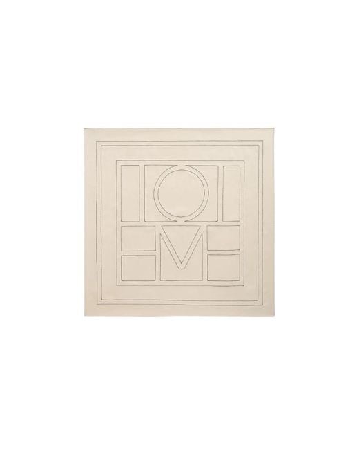 Totême Natural Embroidered Monogram Silk Scarf Ivory