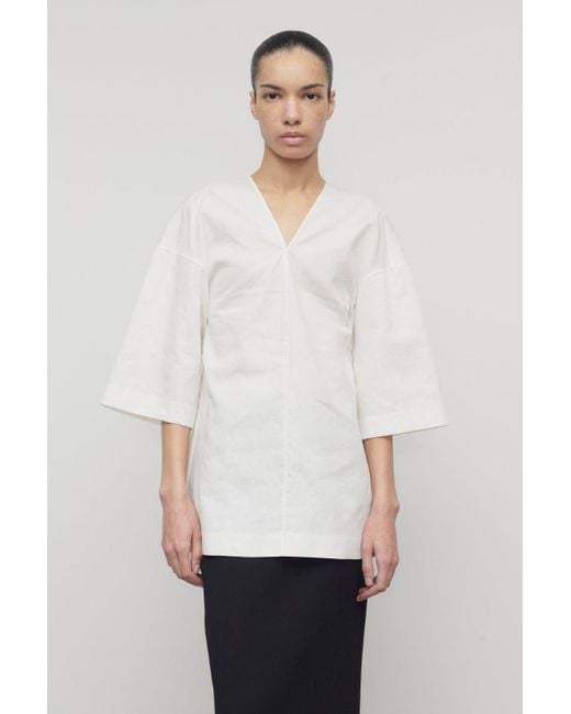 The Row White Elna Top In Cotton