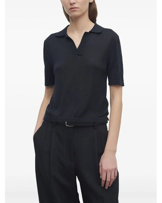 The Row Black Julianna Polo In Silk