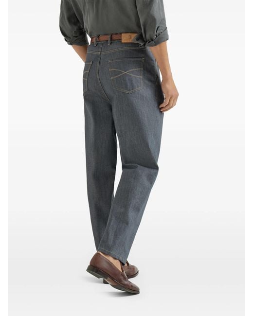 Brunello Cucinelli Gray Pleat Five-pocket Trousers for men