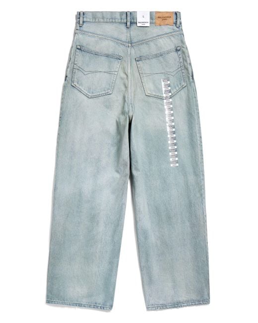 Balenciaga Blue Denim Size Sticker Mid-rise Wide-leg Jeans for men