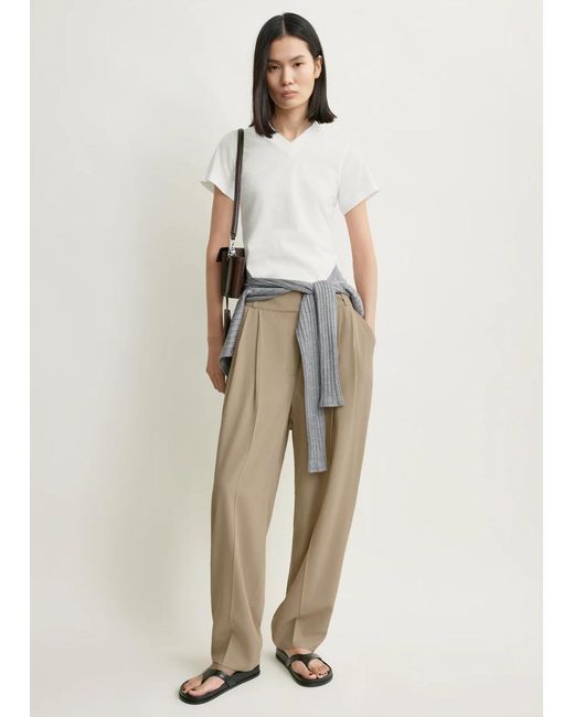 Totême Natural Draped Balloon Trousers Overcast Beige