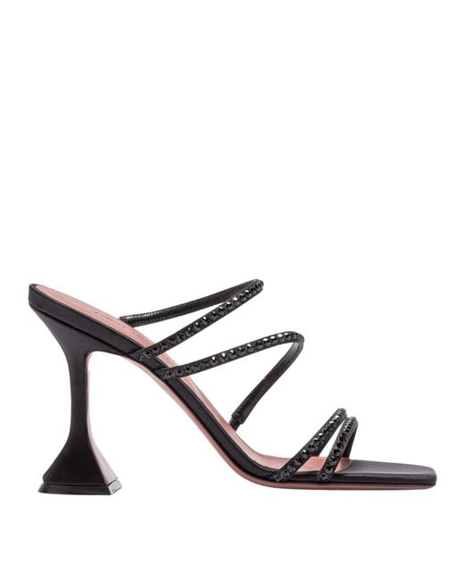 AMINA MUADDI Black Crystal Embellished Naima Heeled Sandals