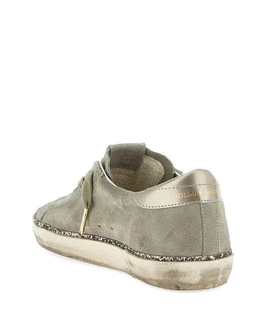 Golden Goose Deluxe Brand Natural Super-star Glitter-star Leather Sneakers