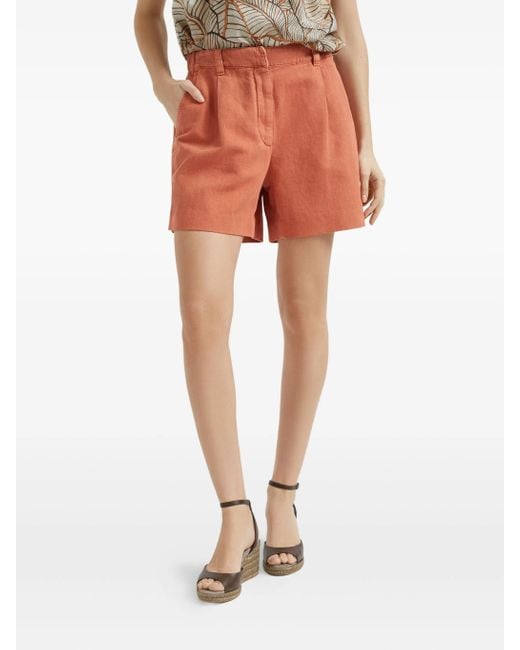Brunello Cucinelli Orange Pleated Shorts