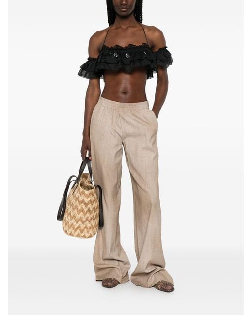 Ermanno Scervino Natural Elasticated Palazzo Pants