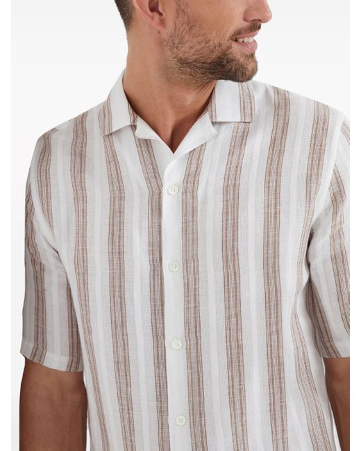 Brunello Cucinelli White Striped Short-sleeve Shirt for men