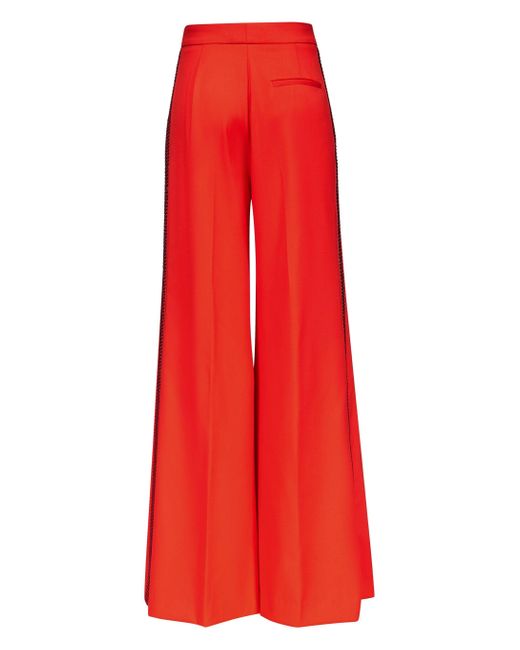 Area Red Crystal-embellished Palazzo Trousers
