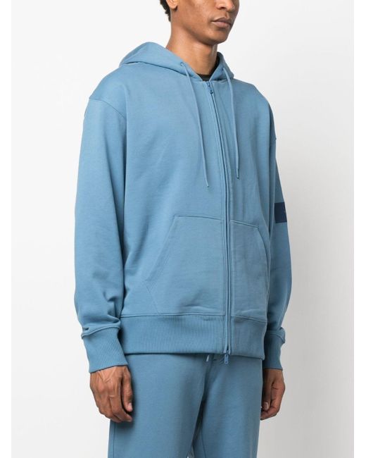 Y-3 Zip-up Organic-cotton Hoodie in Blue for Men | Lyst