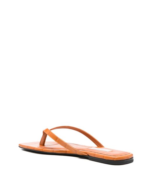 Totême Brown Croco-embossed Flip Flops