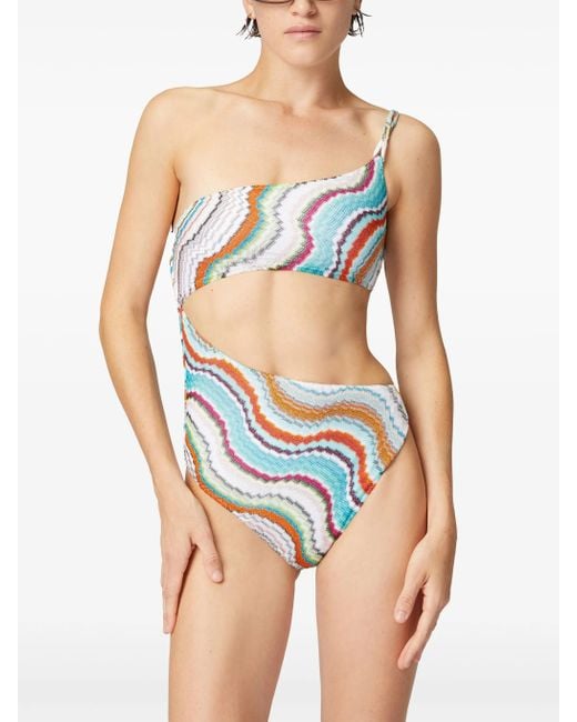 Missoni Blue Zigzag-woven Swimsuit
