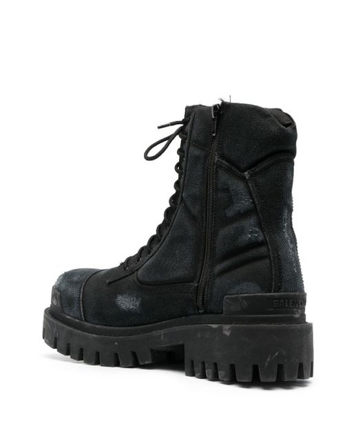 Balenciaga Worn effect Combat Boots in Black for Men Lyst UK
