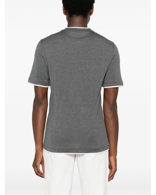 Brunello Cucinelli Gray Silk-blend T-shirt for men