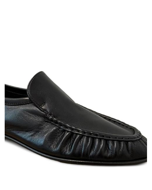 The Row Black Soft Moccasin Two Leather Loafers