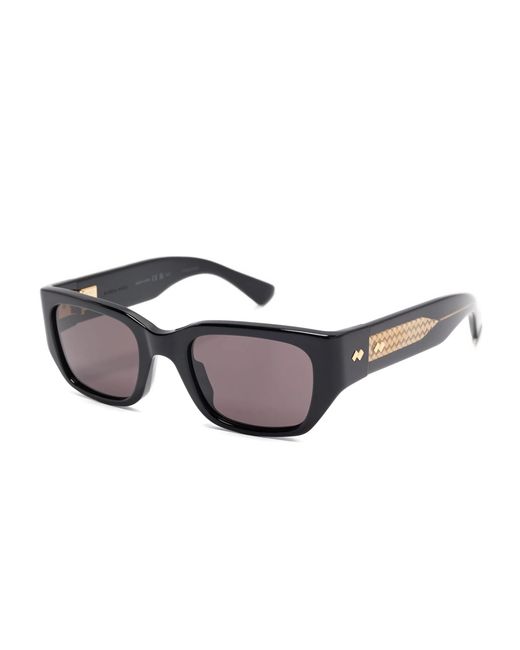 Bottega Veneta Black Rectangle Gold-detail Sunglasses for men
