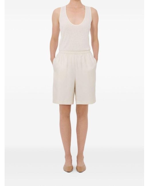 Loulou de Saison White Zinia Lds Silk Twill Bermuda