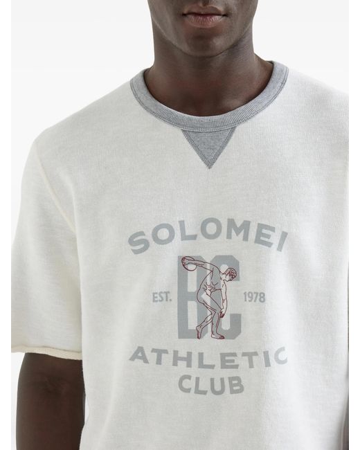 Brunello Cucinelli White Cotton Jersey T-Shirt With “Solomei Athletic Club” Print for men