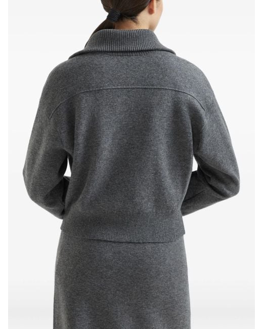 Brunello Cucinelli Gray Cashermere Zipped Cardigan