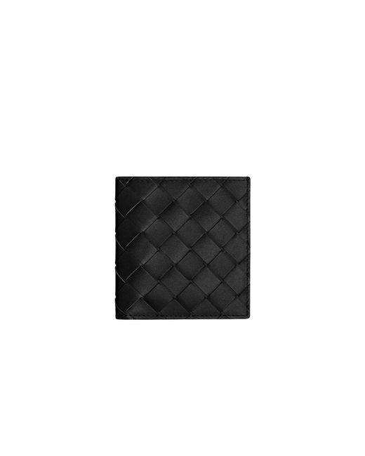 Bottega Veneta Black Intrecciato Slim Bi-fold Wallet for men