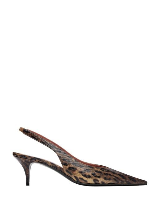 AMINA MUADDI Brown Anok 55mm Snake-embossed Leather Slingback