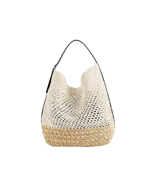 Totême White Belted Paper Raffia Tote