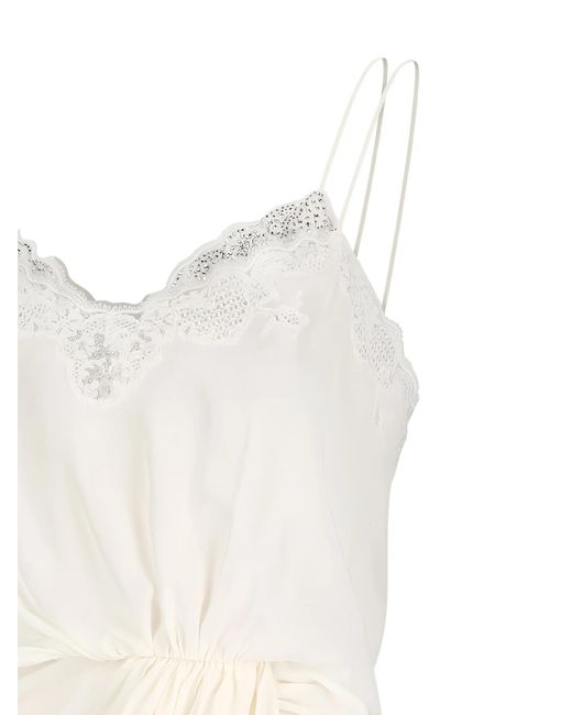 Ermanno Scervino White Lace-trim Gathered Dress