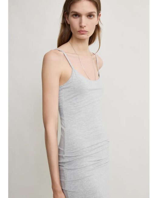 Totême Gray Draped Slip Dress Pale Grey Mèlange