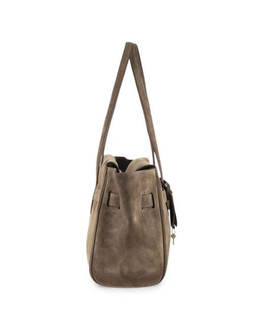 Brunello Cucinelli Brown Padlock-detail Suede Shoulder Bag
