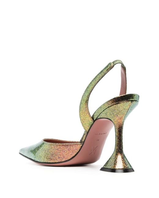 Amina muaddi holli sales metallic slingback pumps
