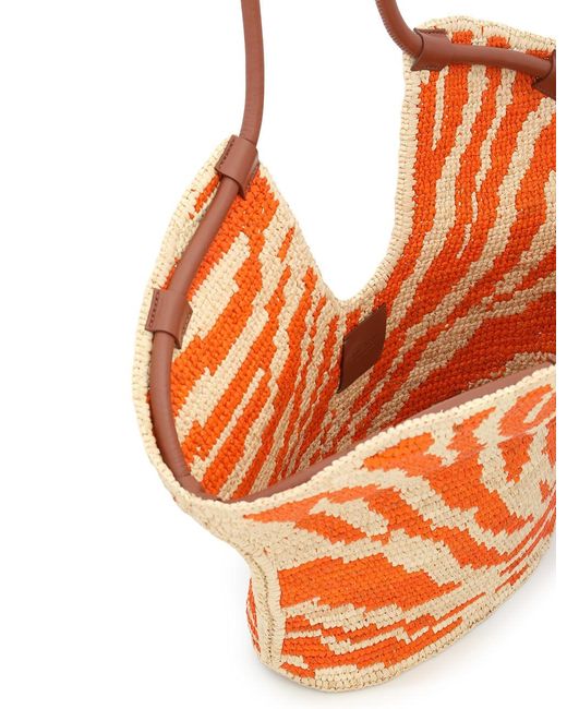 Zimmermann Orange Medium Goldentime Zebra-print Raffia Tote Bag
