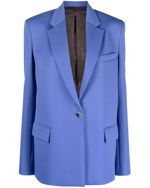 The Attico Blue Single-breasted Wool Blazer