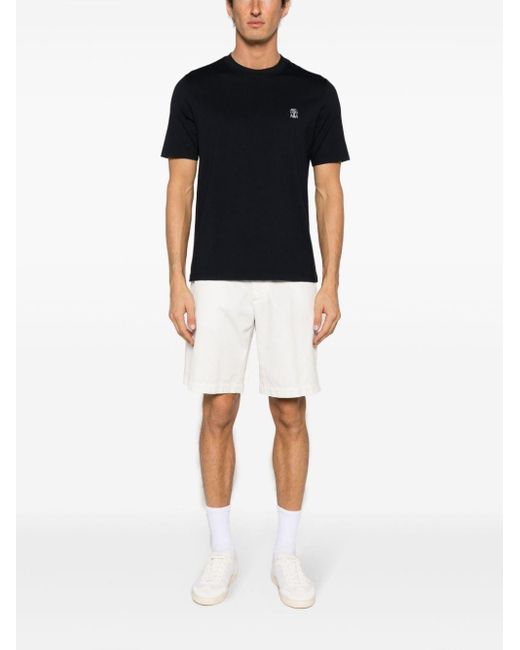 Brunello Cucinelli Knee-length Twill Bermuda Shorts in White for Men | Lyst