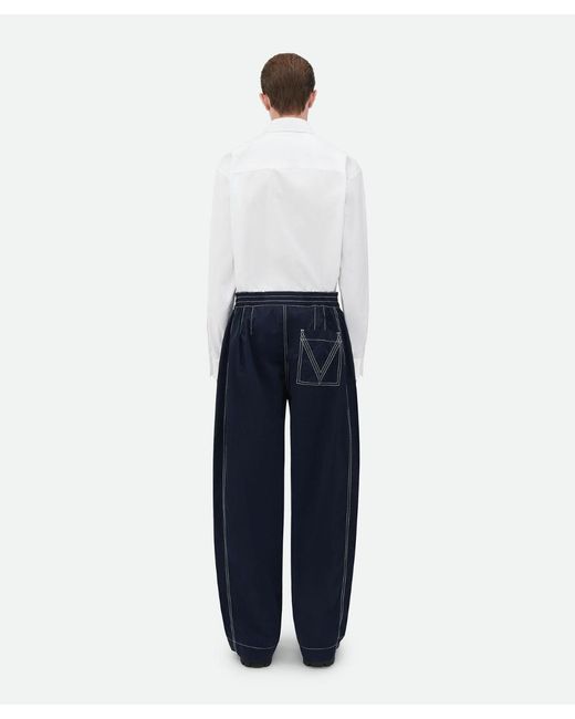 Bottega Veneta Blue Elasticated Tech Nylon Trousers for men