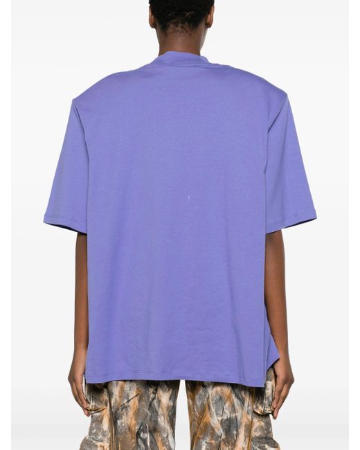 The Attico Purple Kilie Shoulder-pads Cotton T-shirt