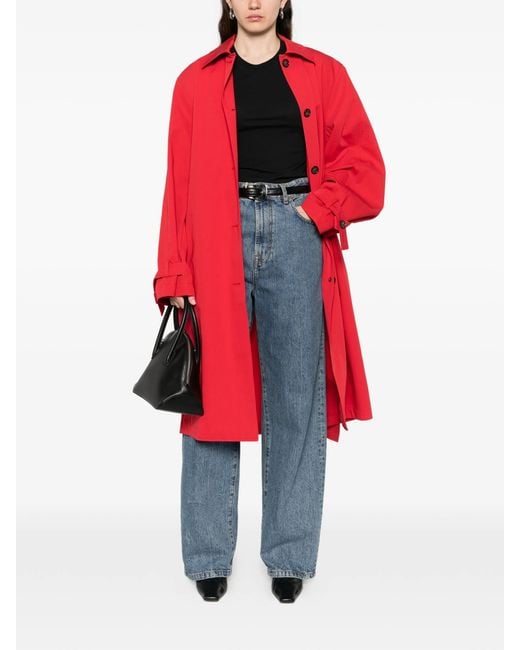 Totême  Red Belted Button-fastening Coat