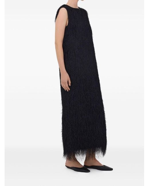 Loulou de Saison Black Tiwa Maxi Fringed Dress