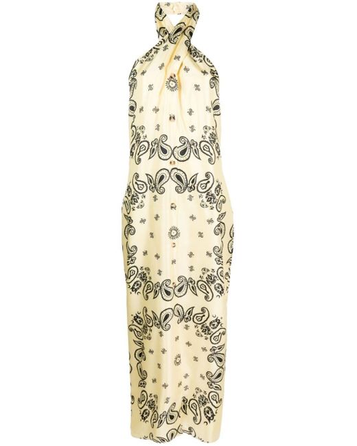Nanushka Metallic Elima Bandana-print Silk Dress