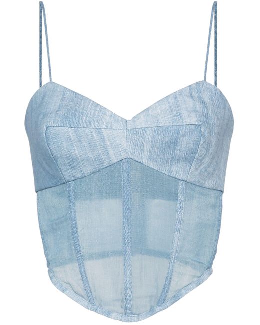 Ermanno Scervino Blue Semi-sheer Corset