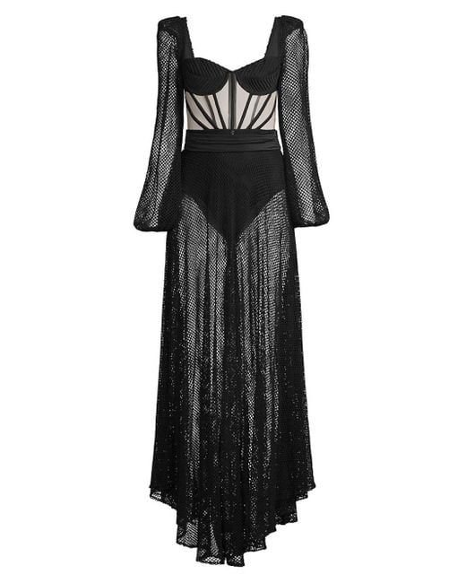 PATBO Black Bustier Netted Beach Dress